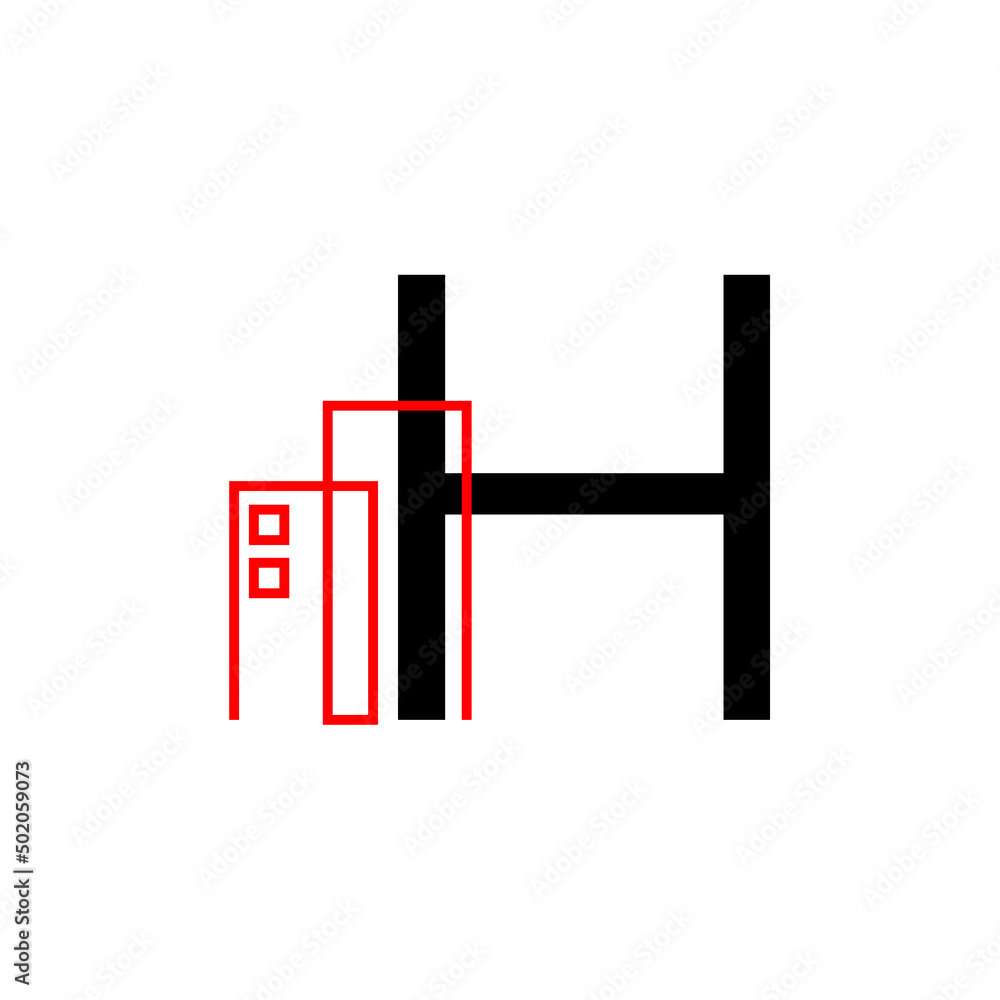 letter H with building decoration vector logo design element letter H with building decoration vector logo design element