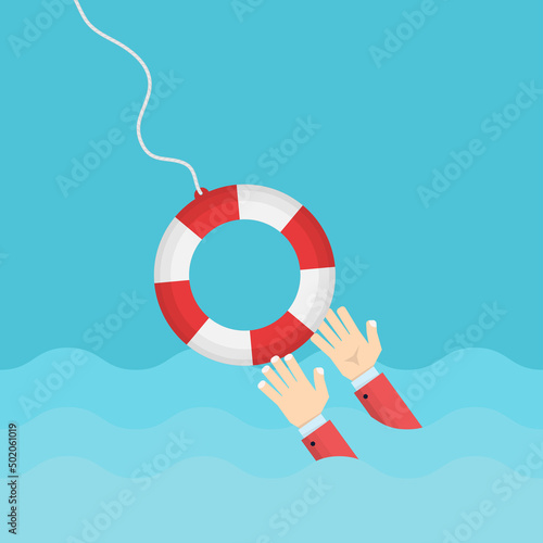 businessmen's hand asks for the lifeline