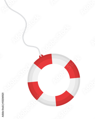 flat vector illustration on blue background, lifebuoy icon, financial assistance
