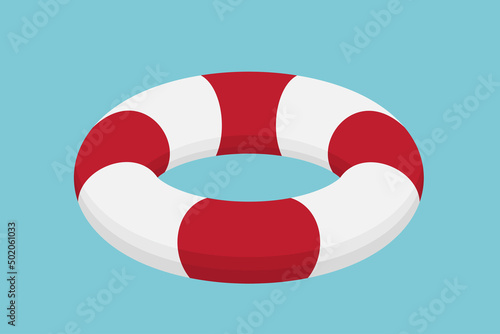 flat vector illustration on blue background, lifebuoy icon, financial assistance