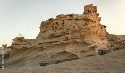 Fototapeta Naklejka Na Ścianę i Meble -  Al Wathba fossil dune in Abu Dhabi enlighted at night