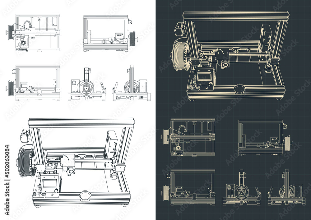 3D printer blueprints Stock Vector | Adobe Stock