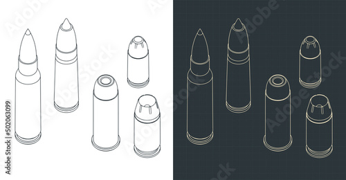 Papier peint Bullets of various calibers mini set