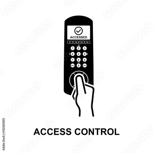 Fingerprint access control icon isolated on white background vector illustration.