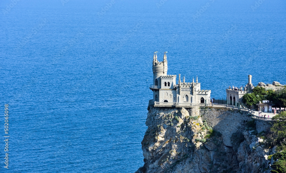 Castle Swallow's Nest on a rock at Black Sea, Crimea, Russia. It is a symbol and tourist attraction of Crimea