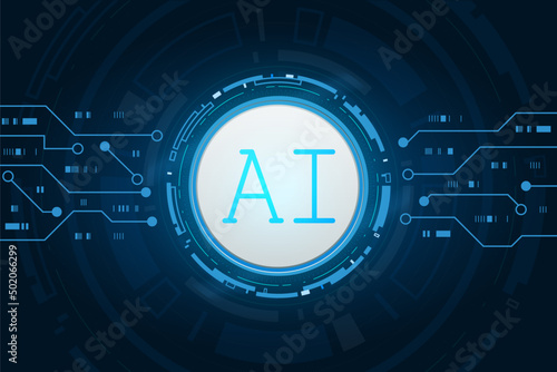 Artificial Intelligence ,AI chipset on circuit board, futuristic Technology Concept	
