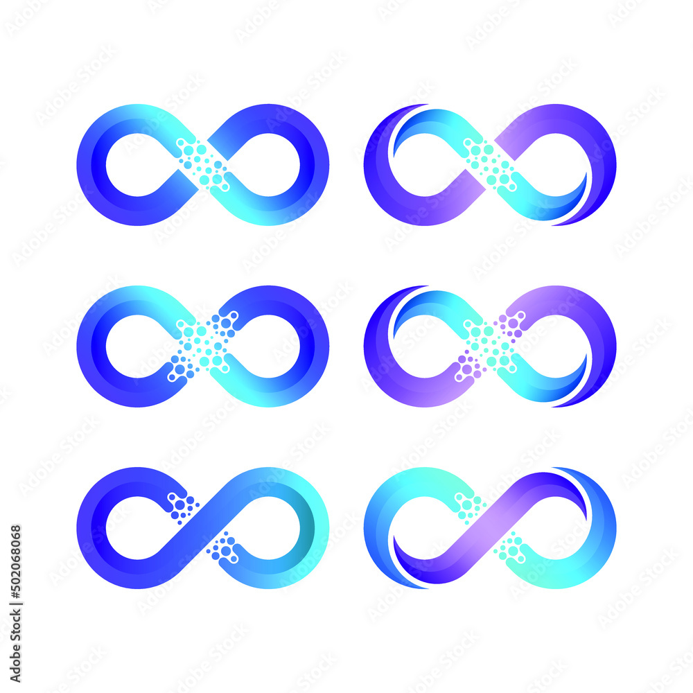 Abstract Infinity Logo design with Circle Dots Shape concept for Technology and Digital for Business Company Abstract Infinity Logo design with Circle Dots Shape concept for Technology and Digital for Business Company