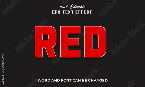 Red Editable 3d text Effect Style,
