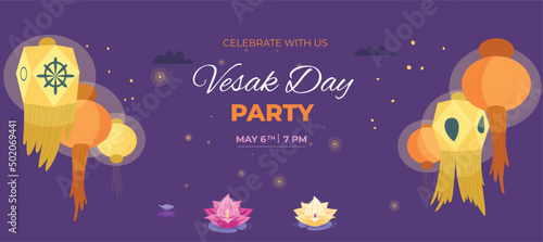 Vesak day banner with vector design. Vesak Day traditional Culture event Illustration