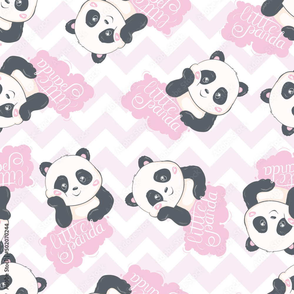 Cute panda illustration vector. Panda baby seamless. Pattern. Cute panda illustration vector. Panda baby seamless. Pattern.