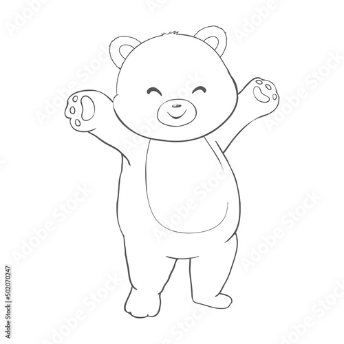 Vector hand drawn teddy bear illustration. Gift toy for Valentine's day, birthday.