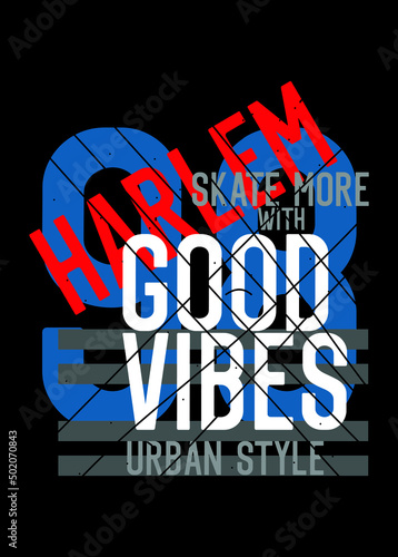 harlem skate more,t-shirt design fashion vector