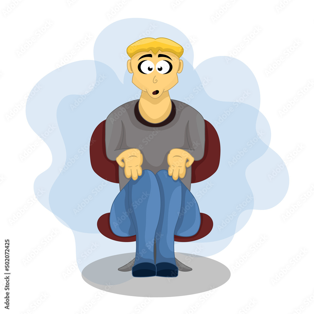 cartoon man sitting, with a gesture of not knowing