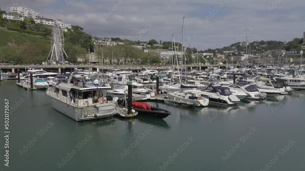 Boats in the harbour at Torquay, in Devon. an English holiday resort Boats in the harbour at Torquay, in Devon. an English holiday resort
