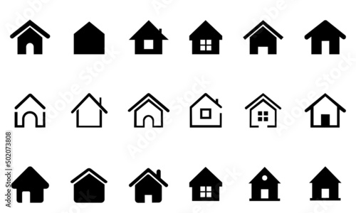 House icon set flooded and contour house vector illustration eps 10