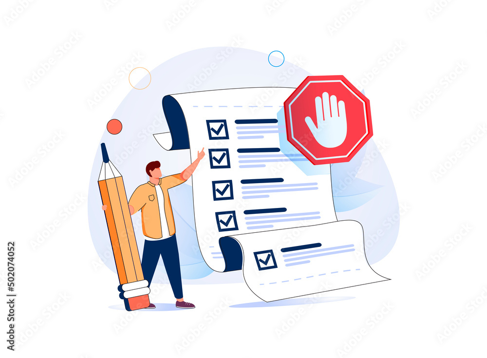 Rules and regulations, policy and guideline for employee to follow, legal term, corporate compliance or laws, standard. - obrazy, fototapety, plakaty 