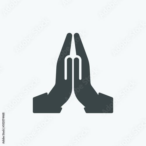 Pray icon vector. Hands folded in prayer line icon. Outline hands folded in prayer vector icon. Designed for web and app design interfaces.