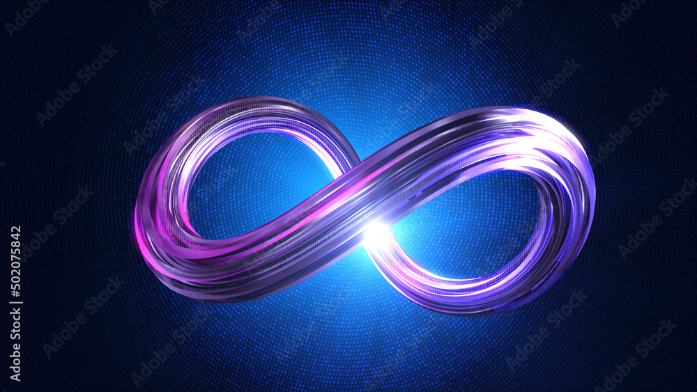 Metaverse technology/Virtual reality infinite symbol community connection of metaverse world global network technology system and abstract loop sign element on innovation digital communication. Metaverse technology/Virtual reality infinite symbol community connection of metaverse world global network technology system and abstract loop sign element on innovation digital communication.