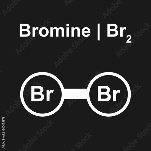 Molecular Model Of Bromine (Br2) Molecule. Vector Illustration.