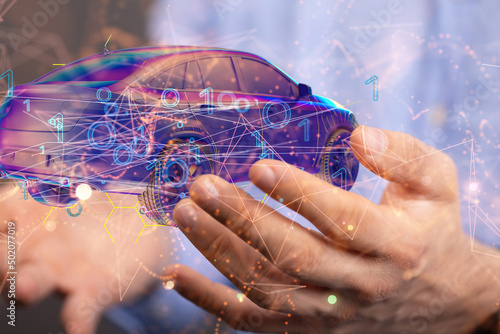 Autonomous car with HUD gra...