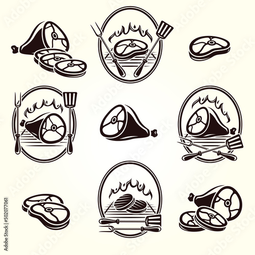 Grill labels and elements set. Collection icon grill. Vector