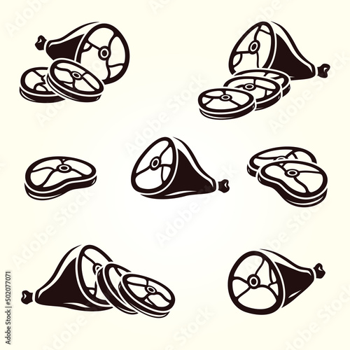 Meat food set. Collection icon meat. Vector