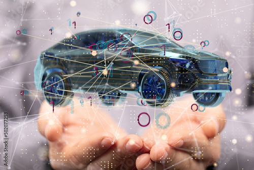 Autonomous car with HUD gra...