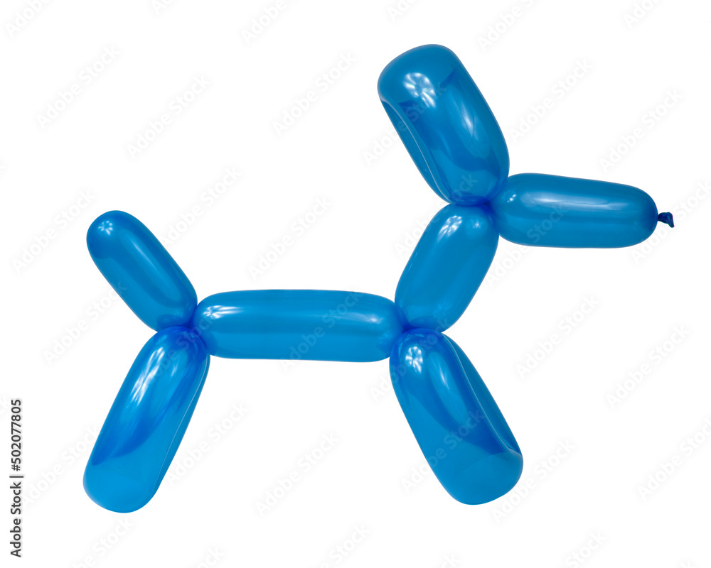 Blue balloon dog model party fun isolated on the white background Blue balloon dog model party fun isolated on the white background