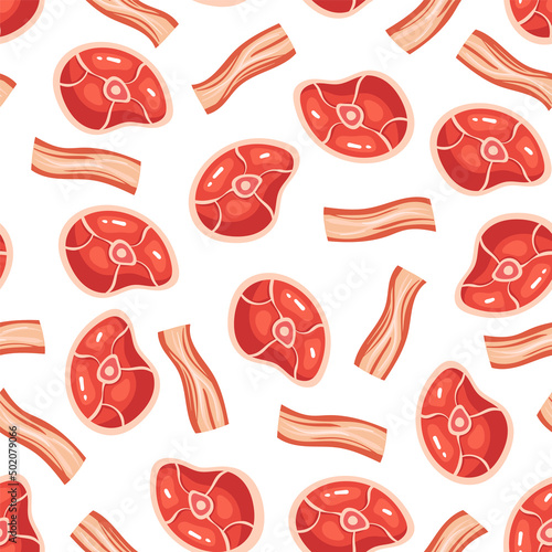 Meat beefsteak barbecue seamless cover wrapping pattern. Vector cartoon design illustration