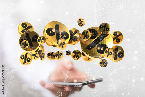 touching sales icons with a...