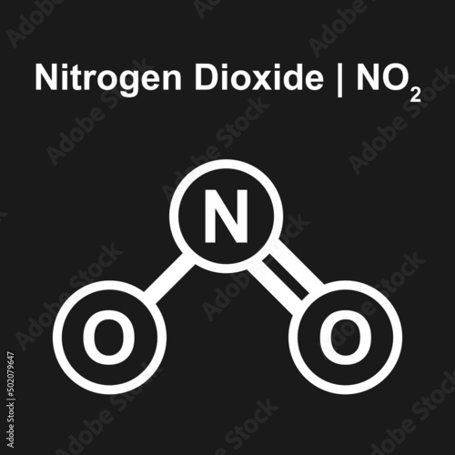 Molecular Model Of Nitrogen Dioxide (NO2) Molecule. Vector Illustration.