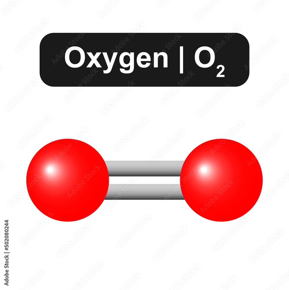 Molecular Model Of Oxygen (O2) Molecule. Vector Illustration. Stock ...