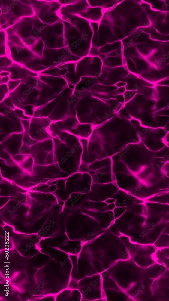 Luminous pink purple watery lava effect. Glowing reflections and refractions. Vertical abstract composition. Neon colors.