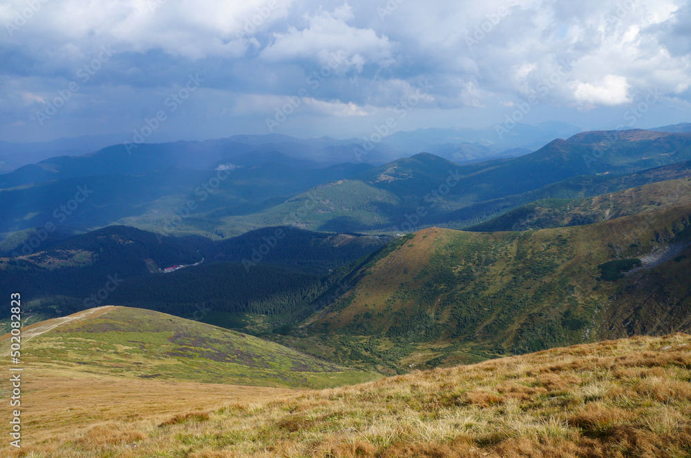 View of the Carpathian Mountains from the Ukrainian Mount Hoverla.  