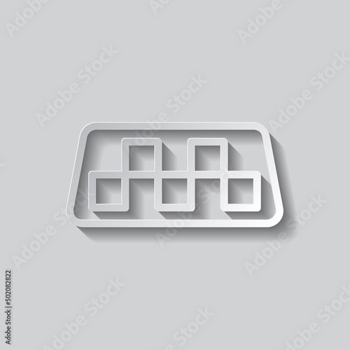 Taxi simple icon vector. Flat design. Paper style with shadow. Gray background.ai