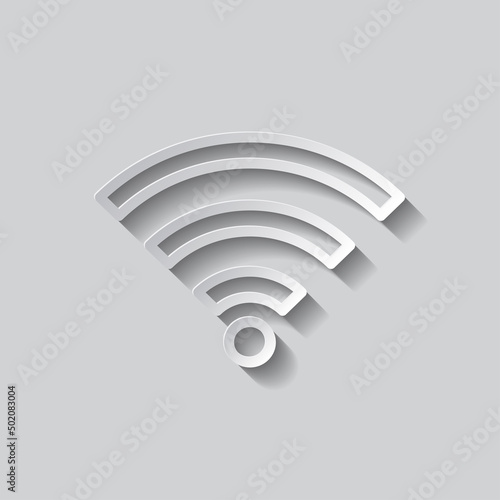 WiFi simple icon vector. Flat design. Paper style with shadow. Gray background.ai