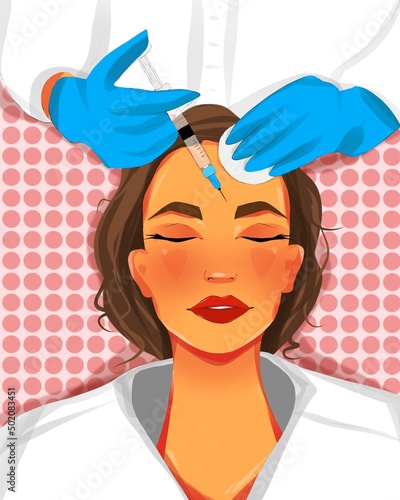 illustration facial skin care beauty injection lips healthy skin injection beautician doing botox injection injection of vitamins in frontal part of face and cheekbones wrinkle treatment