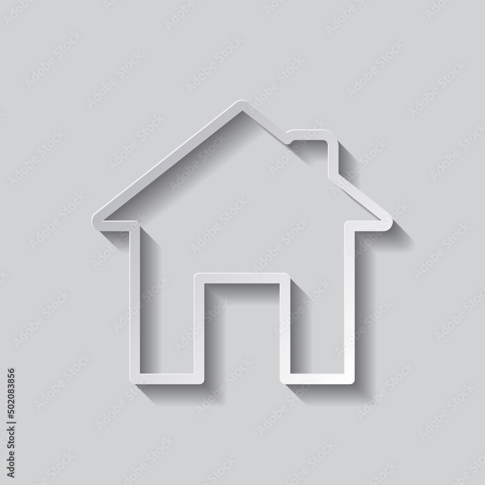 House simple icon vector. Flat design. Paper style with shadow. Gray background.ai House simple icon vector. Flat design. Paper style with shadow. Gray background.ai