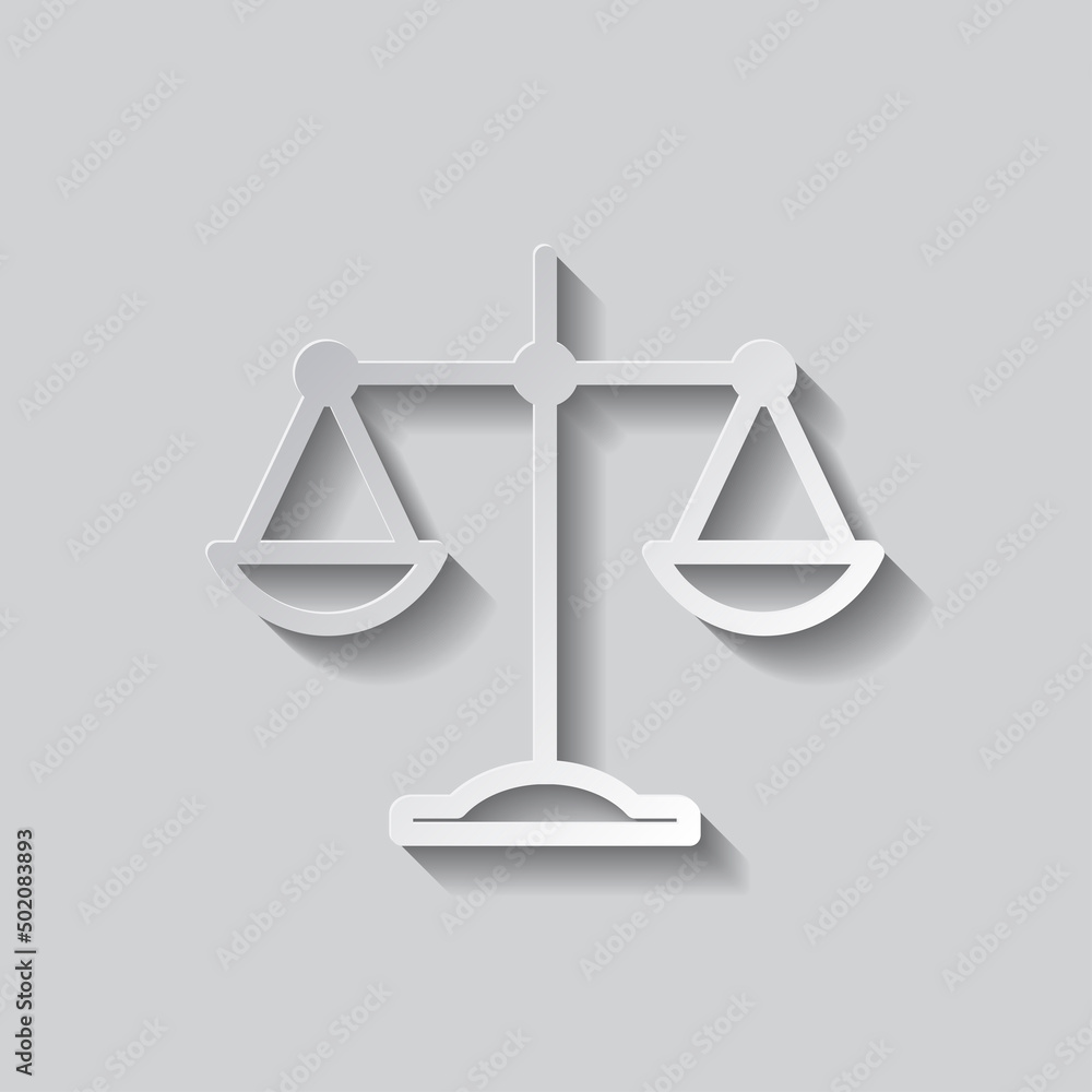 Libra simple icon vector. Flat design. Paper style with shadow. Gray background.ai Libra simple icon vector. Flat design. Paper style with shadow. Gray background.ai