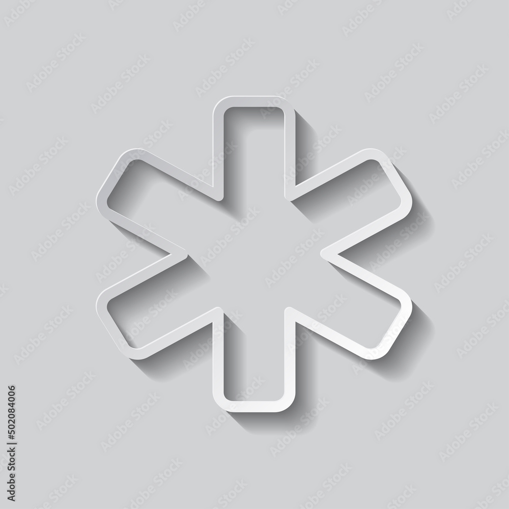 Medical symbol simple icon vector. Flat design. Paper style with shadow. Gray background.ai Medical symbol simple icon vector. Flat design. Paper style with shadow. Gray background.ai