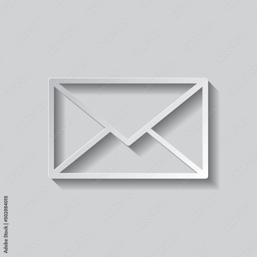 Message envelope simple icon vector. Flat design. Paper style with shadow. Gray background.ai Message envelope simple icon vector. Flat design. Paper style with shadow. Gray background.ai