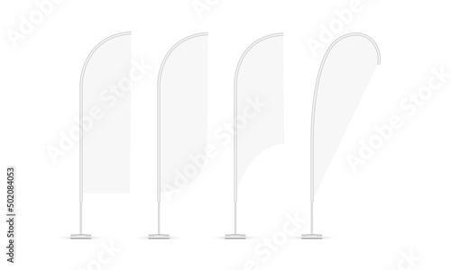 Set of Blank Vertical Advertising Flags Mockups With Various Shapes, Isolated on White Background. Vector Illustration