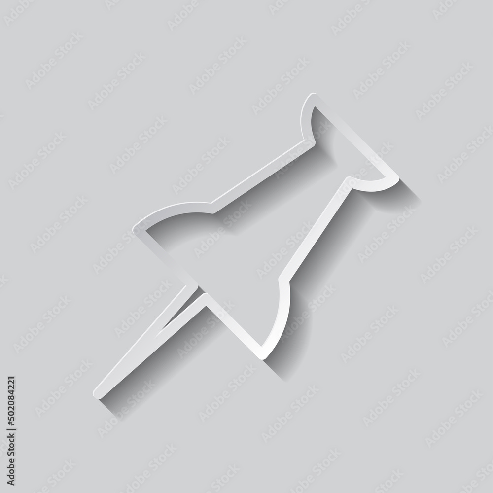 Pin simple icon vector. Flat design. Paper style with shadow. Gray background.ai Pin simple icon vector. Flat design. Paper style with shadow. Gray background.ai