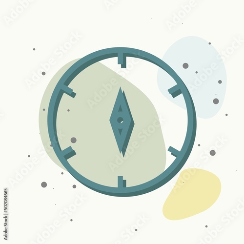 Vector icon of the compass. Illustration of a compass symbol for determining the sides of the world on multicolored background.