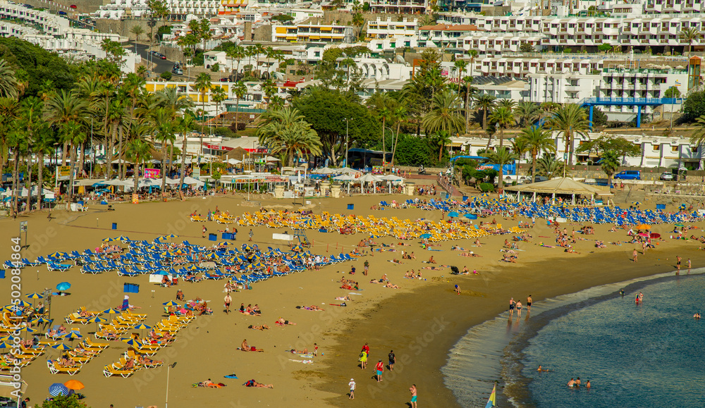 Beach in resort town Puerto Rico Gran Canaria
