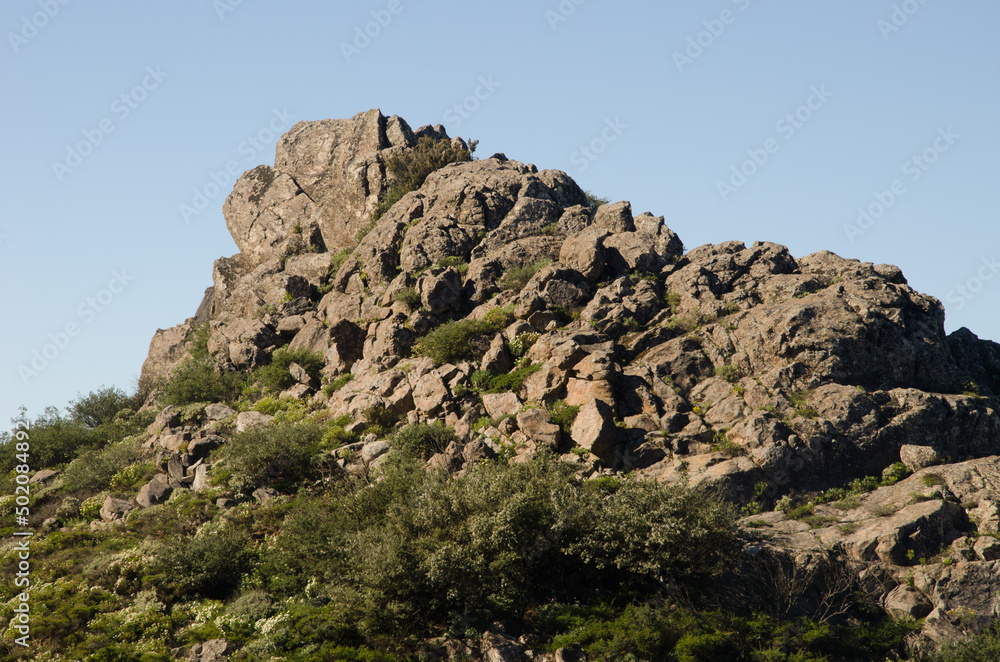 Rocky cliff in the Orone Protected Landscape. La Gomera. Canary Islands. Spain.