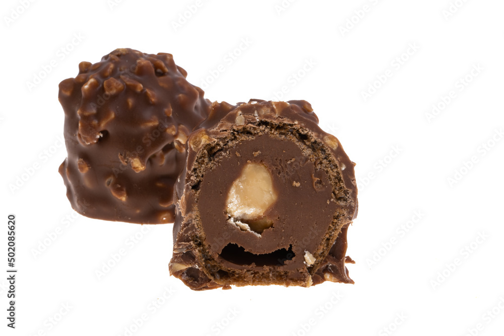 chocolates with hazelnuts isolated chocolates with hazelnuts isolated