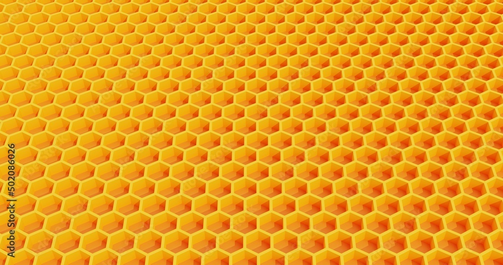 Orange hexagon honeycomb texture background. Pattern background. 3d rendering. Orange hexagon honeycomb texture background. Pattern background. 3d rendering.