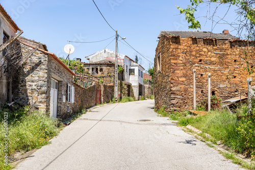 a street with traditional houses at Mosteiro Schist village (Vila Facaia), Pedrógão Grande, Leiria, Portugal photo