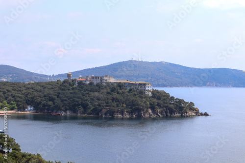 Istanbul Heybeliada big building Bay and Forest 